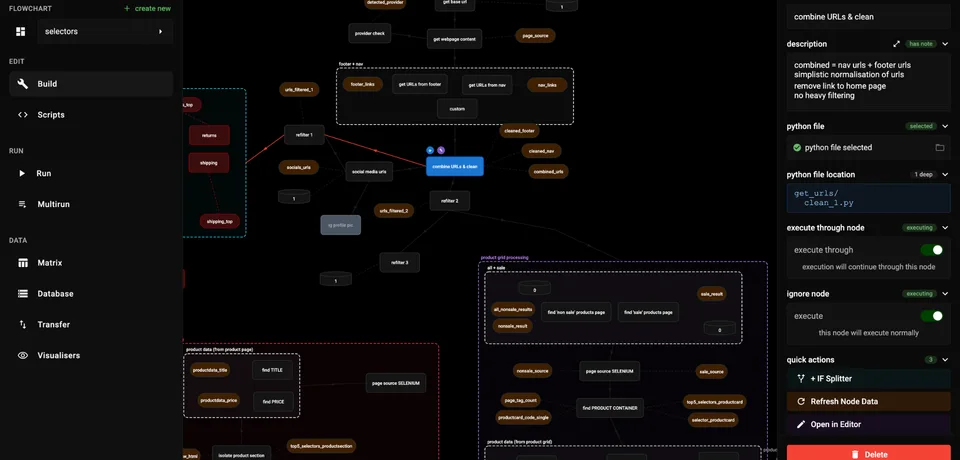 FlowCraft canvas with connected nodes and a properties sidebar