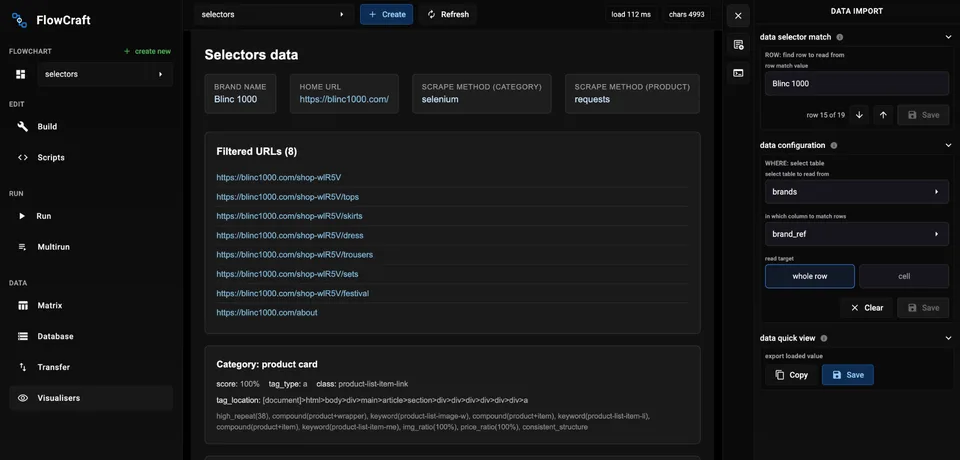 FlowCraft custom data visualiser built from execution output