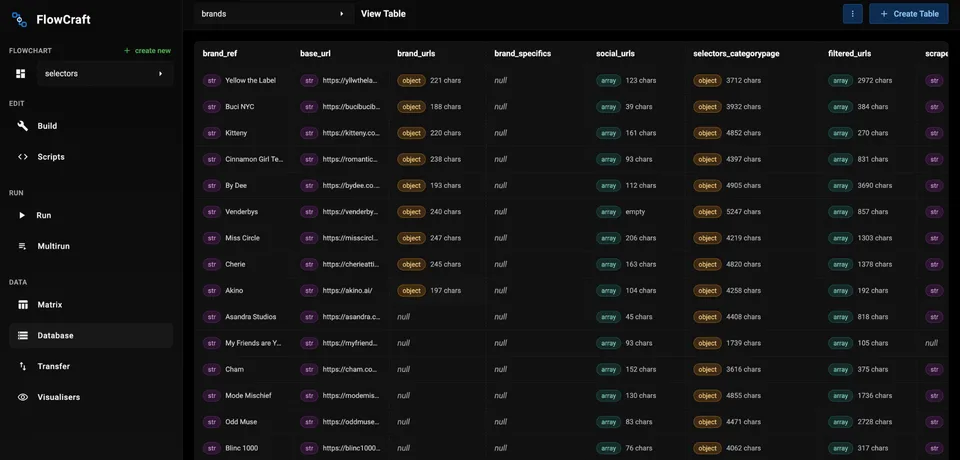 FlowCraft database table viewer and editor